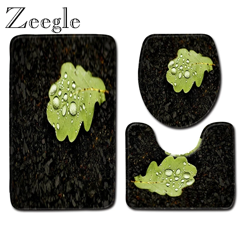 Zeegle 3 шт./компл. зеленый коврик с живописным рисунком для ванной комнаты и коврики