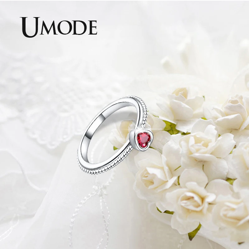 UMODE маленькое красное сердце кольца для женщин помолвка обещание на палец
