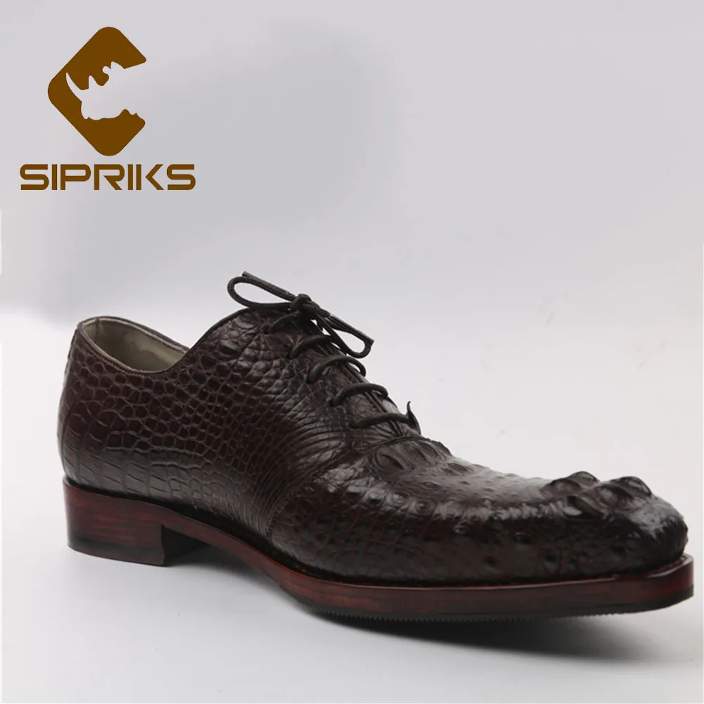 Sipriks мужские импортные настоящие крокодиловые кожаные черные оксфорды