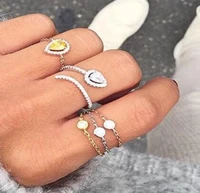 2018 high quality nice jewelry rings tear drop birthstone black red white pear shape open adjustable knuckle ring