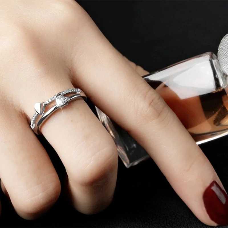 SaiSee блестящий прозрачный кристалл кольцо для Для женщин Серебро Белое золото