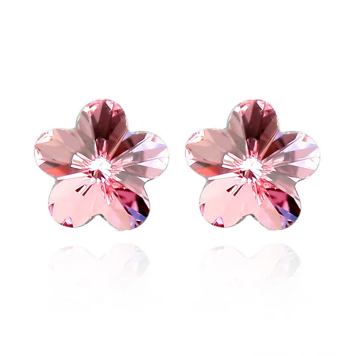 Классические австрийские кристаллы от SWAROVSKI кубические пять лепестков цветок элегантные серьги-гвоздики для женщин очаровательные изысканные украшения - Окраска металла: 5