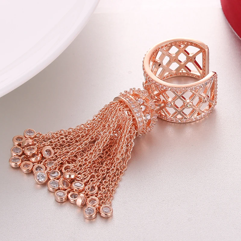 Rose Gold LXOEN, модные кольца с короной королевского дворца для женщин, инкрустация кубическим цирконием, роскошные вечерние кольца, лучший подарок, ювелирные изделия, Bague Femme - Цвет основного камня: Rose Gold