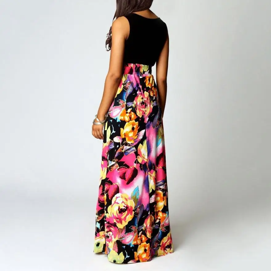 Женское пляжное длинное коктейльное платье с v-образным вырезом и цветочным