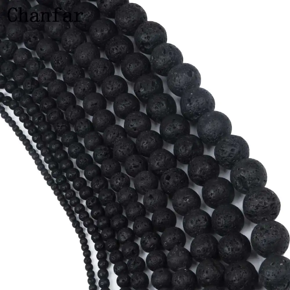 

Wholesale A Black Lava Beads Natural Volcanic Rock Stone Beads Loose 4 6 8 10 12 14 16 18 20mm Handmade Jewelry Making