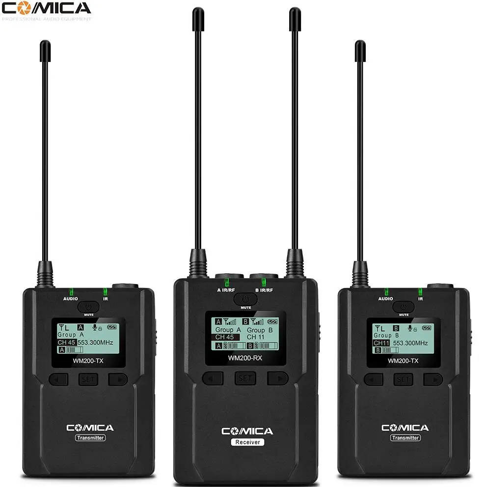 COMICA CVM-WM200 UHF 96 каналов металлический беспроводной микрофон приемопередатчик 120 м запись для DSLR и видеокамеры видео