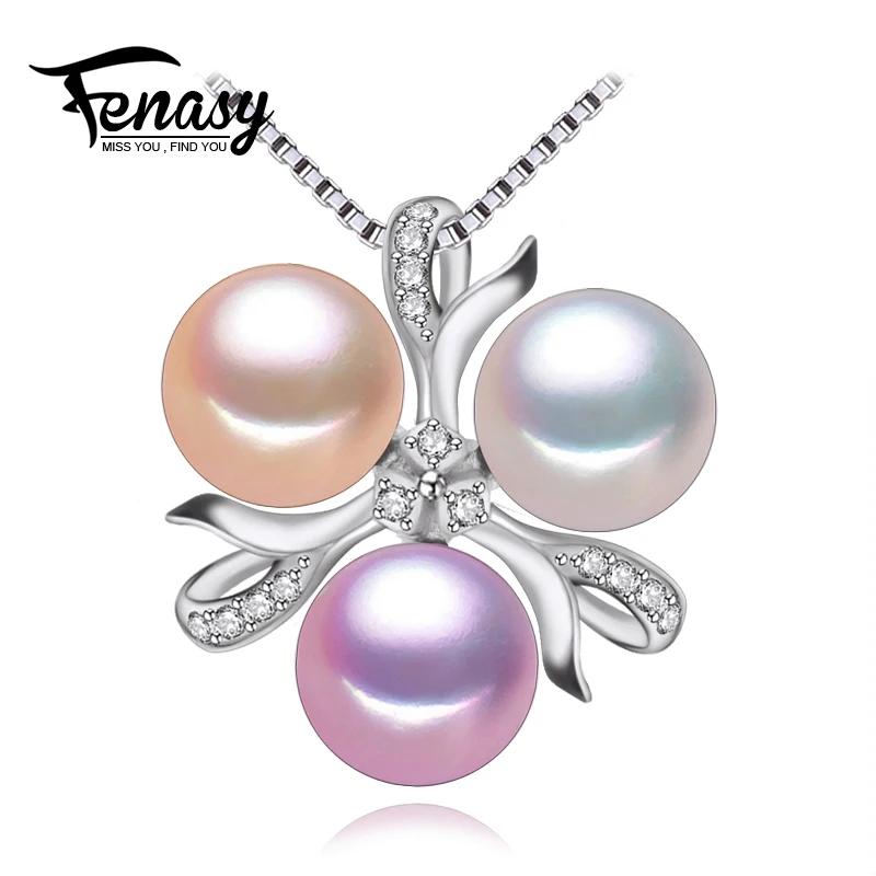 

FENASY pearl jewelry natural Pearl pendant silver necklace for women,bohemian 925 sterling silver jewelry bijoux wedding jewelry