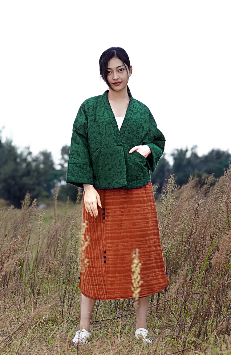 SCUWLINEN Faldas Mujer Moda женские юбки Повседневные жаккардовые с эластичной резинкой на талии размера плюс теплые хлопковые юбки средней длины S645