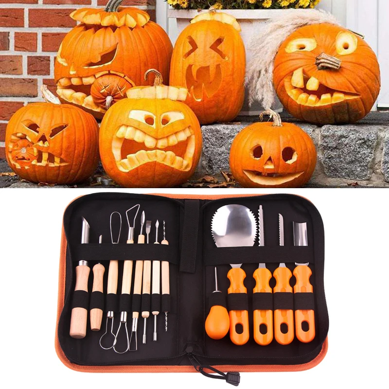 

13PCS Halloween Pumpkin Cuttings Carving Kit Stainless Steel High Quality Durable Carving Tools for Fruit Vegetable With Toolkit