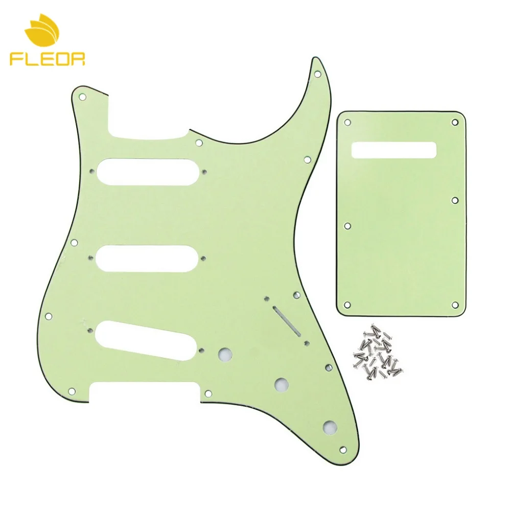 Mint Green 3ply FLEOR набор из США Винтаж 8 отверстий накладка на гитару sss царапина пластина и Задняя панель для гитары тремоло крышка w/Винты для гитарных частей - Цвет: Mint Green 3ply