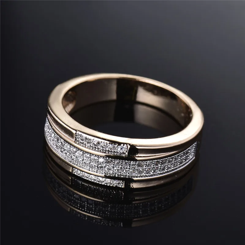 Женское кольцо для помолвки BUDONG Золотое с фианитом и кристаллами 2017 | Украшения