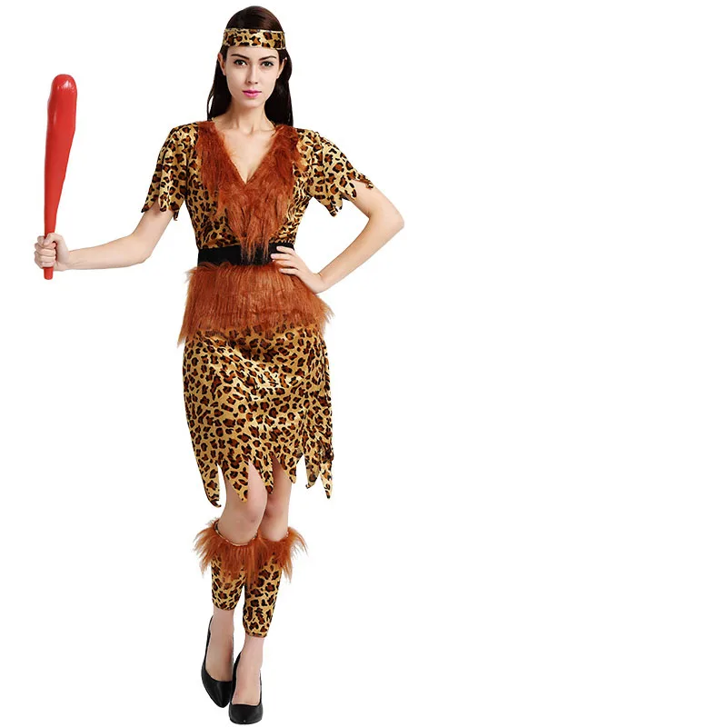 Women man Costume Caveman Original Savage Wild Cosplay Ancient Christmas Halloween Christmas| | - Фото №1
