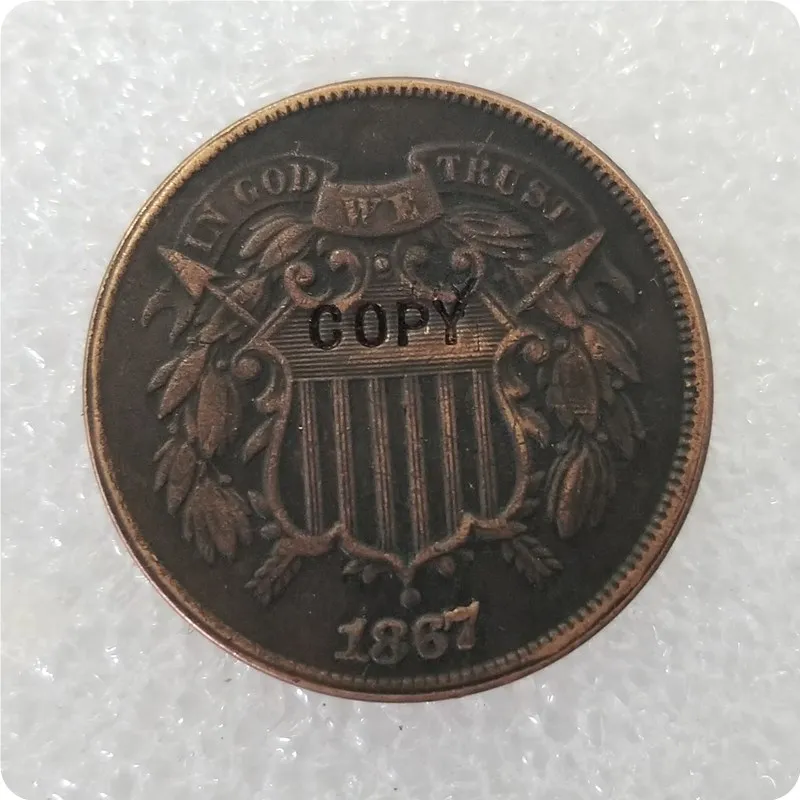1867 США 1864-1873 два цента копия монеты - Цвет: 1867