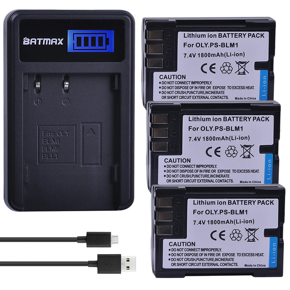 3 шт. PS BLM1 BLM 1 PSBLM1 литий ионная батарея + USB двойное зарядное устройство для Olympus 01 E
