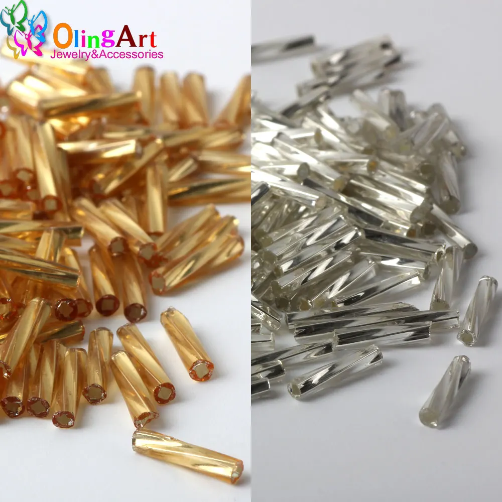 

OlingArt Gold and silver Color Tube 9mm/11mm/15mm 20G Twist Bugles Glass Seed Beads Wholesale Accessory necklace jewelry making