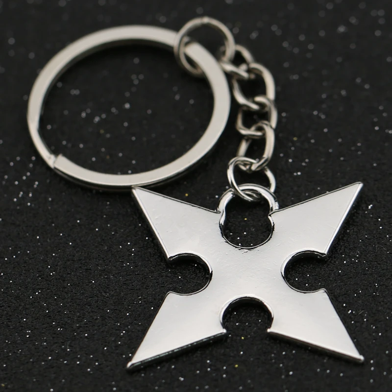 Kingdom сердце брелок Sora Roxas Shuriken Дротика Оружие Серебряный цвет брелок кольцо мода новая игра ювелирные изделия оптом