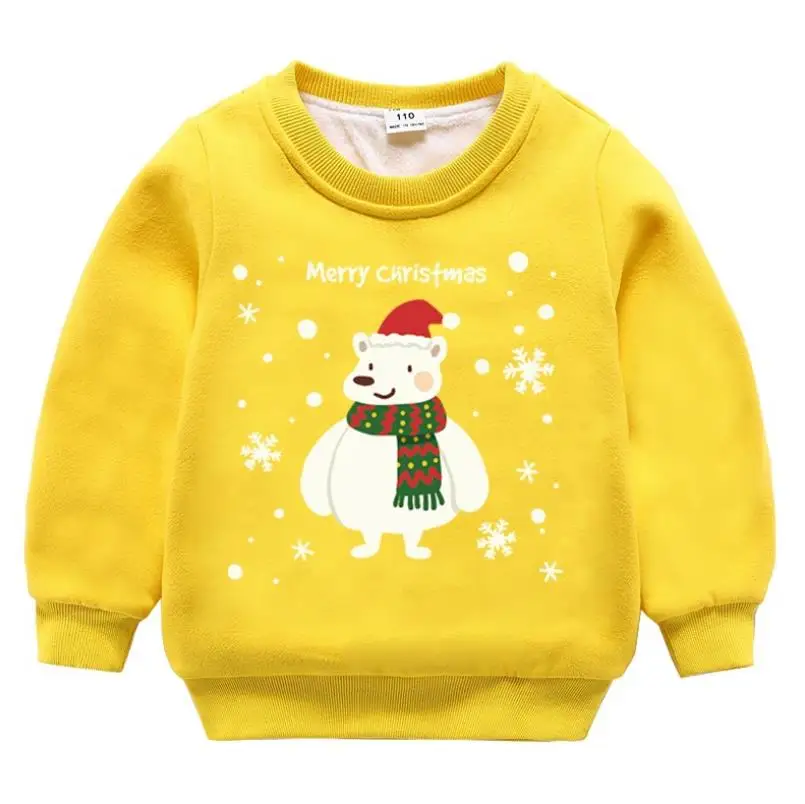 Yellow Коллекция года, осенне-зимние модные костюмы для мальчиков и девочек детские рождественские комплекты из чистого хлопка, двухслойные бархатные утепленные комплекты одежды - Color: Yellow
