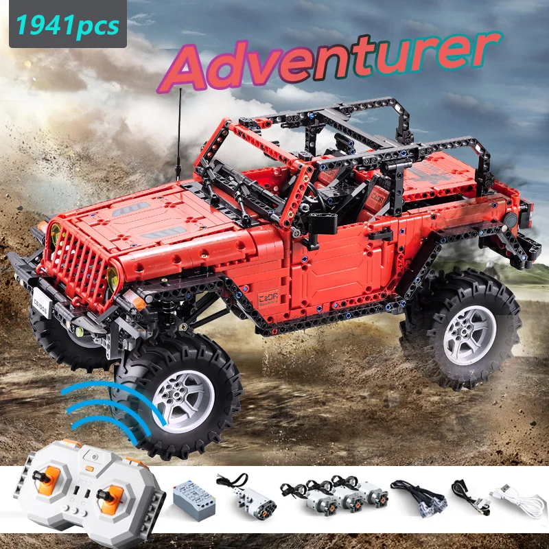 1941 шт. RC машина SUV Jeep Wrangler Rubicon набор моделей строительных блоков бренда Technic Motor питания внедорожные детские игрушки грузовики.