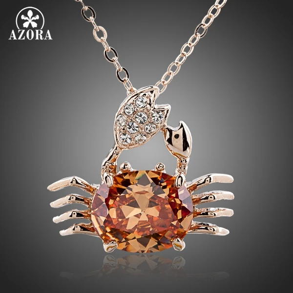 Азора Lucky Crab розовое золото цвет Большой Кубический Кристалл Мода Ювелирная подвеска к одежде цепочки и ожерелья TN0081