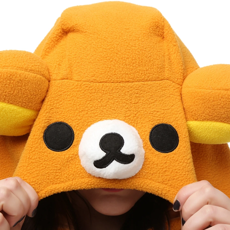Adults Polar Fleece Kigurumi Rilakkuma Cosplay Costume Animal Onesies Pajamas Halloween Carnival Masquerade Party Jumpsuit