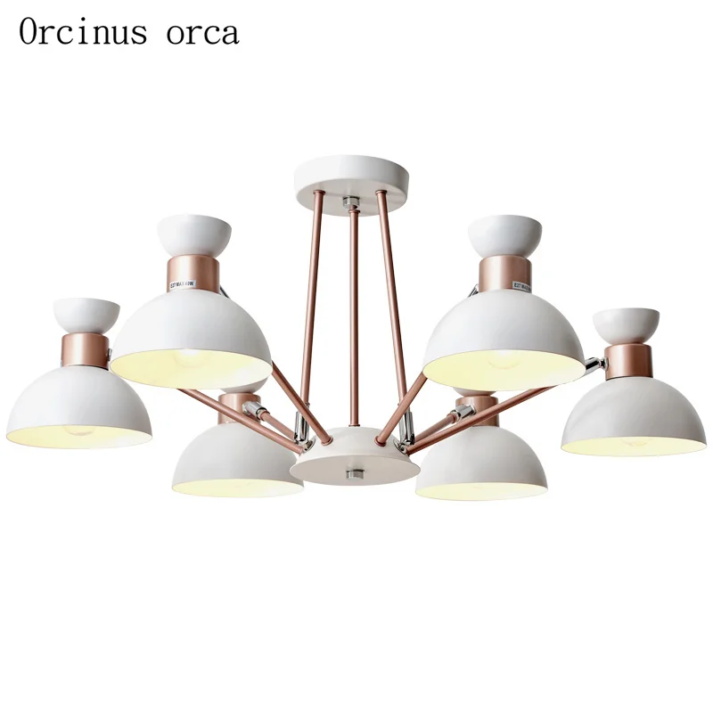 Nordic modern minimalist iron Chandelier living room bedroom creative personality candy color matching spider chandelier | Освещение