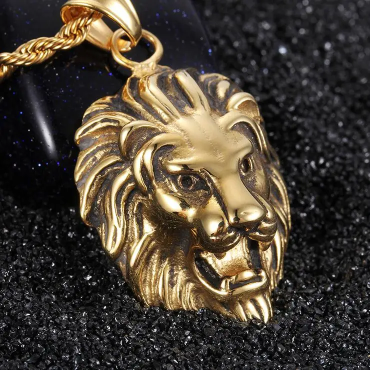 Подвеска Лев серебряного цвета ожерелье женское Ретро украшение золотая цепочка