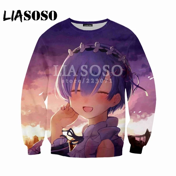 9 LIASOSO, новинка, мужская и женская толстовка, аниме, Re Zero, толстовка, 3D принт, толстовка, модная, с длинным рукавом, брендовая одежда, M053 - Цвет: 9