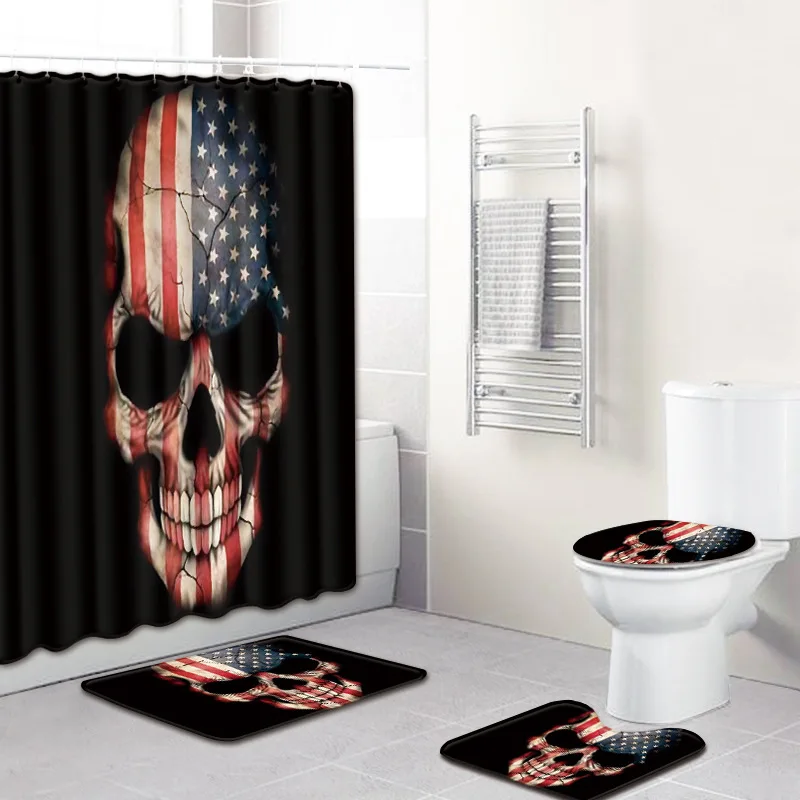 T Skull коврики для ванной комнаты 4 шт. 180*180 см занавески душа противоскользящие