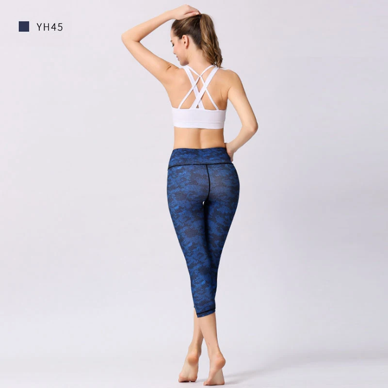 DAYSOFT Для женщин укороченные Леггинсы с принтом тянущиеся Фитнес Лето тренировки