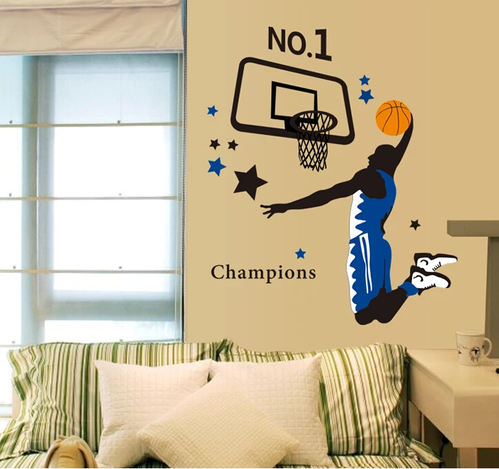 Баскетбол чемпионы Данк мастер Спорт Мальчики искусство наклейки на стену
