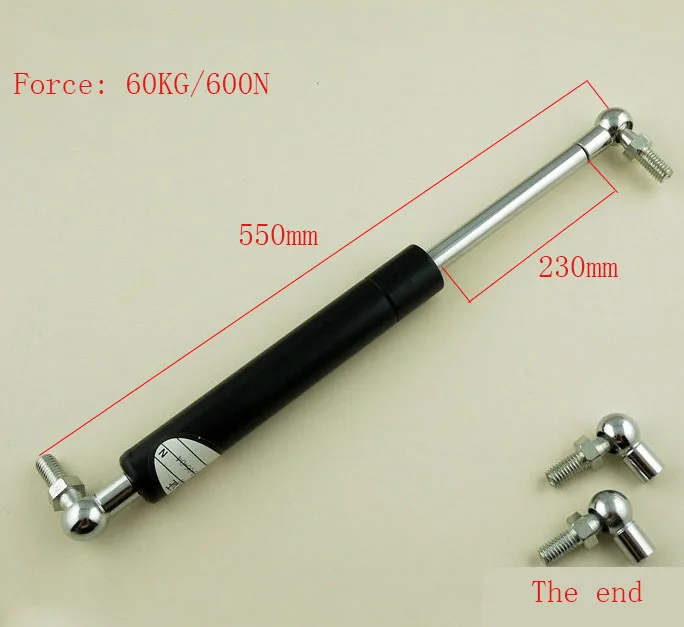 

60KG/132lb Force 230mm Long Stroke Auto Gas Spring Damper Ball End Lift Support Gas Spring Lift 550mm Central Distance