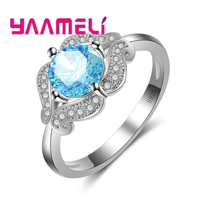 Vintage Folk Style 925 Sterling Silver Ring Wave Shape Multi-Color Sparkling Wedding Vows Party Little Girl Adult Gift | Украшения и