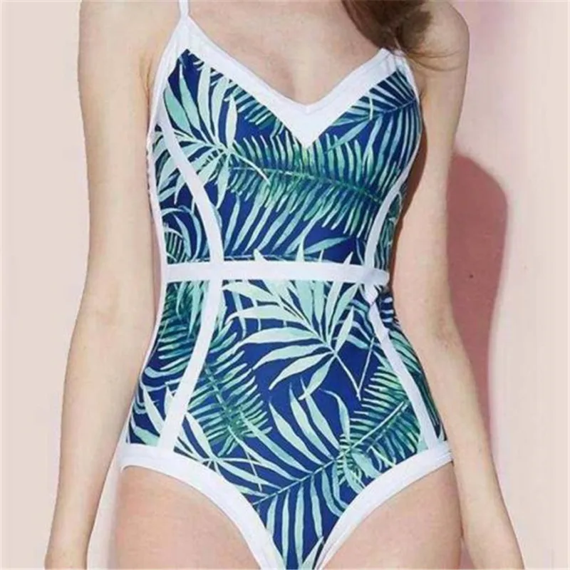 2018 Women's Print One-Piece Suits Swimsuit Push Up Leaf Padded Bikini Swimwear Bathing One Piece Monokini | Спорт и развлечения