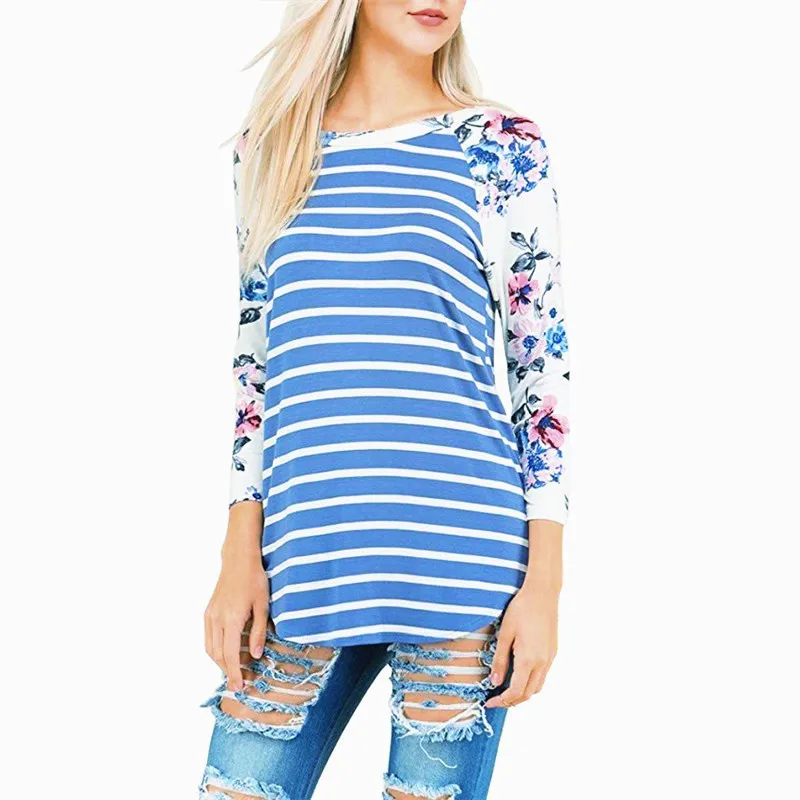 Женская футболка в полоску забавная стиле Харадзюку С рисунком уличная одежда 3