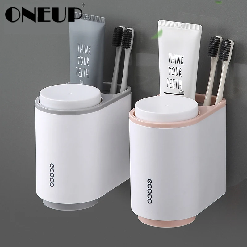 ONEUP магнитный держатель для зубных щеток с 2 чашками, настенный держатель для зубной пасты, полка для бритвы, набор аксессуаров для дома и ванной комнаты