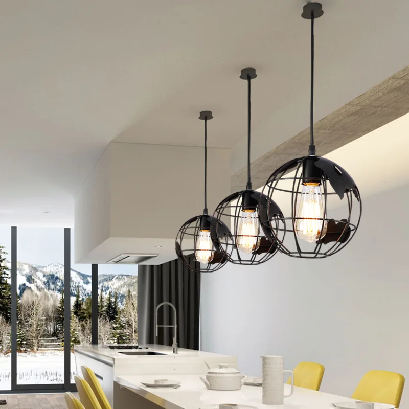 

European Modern Simple LED Pendant Lights Creative Art Globe Iron LED Cafe Aisle Bedroom Bar Restaurant hang Lamp E27