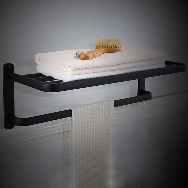 towel rack Набор аксессуаров для ванной комнаты, вешалка для полотенец/барная полка для ванной, крючок для халата, держатель для бумаги, держатель для туалетной щетки, набор аксессуаров для ванной, алюминиевый - Цвет: towel rack