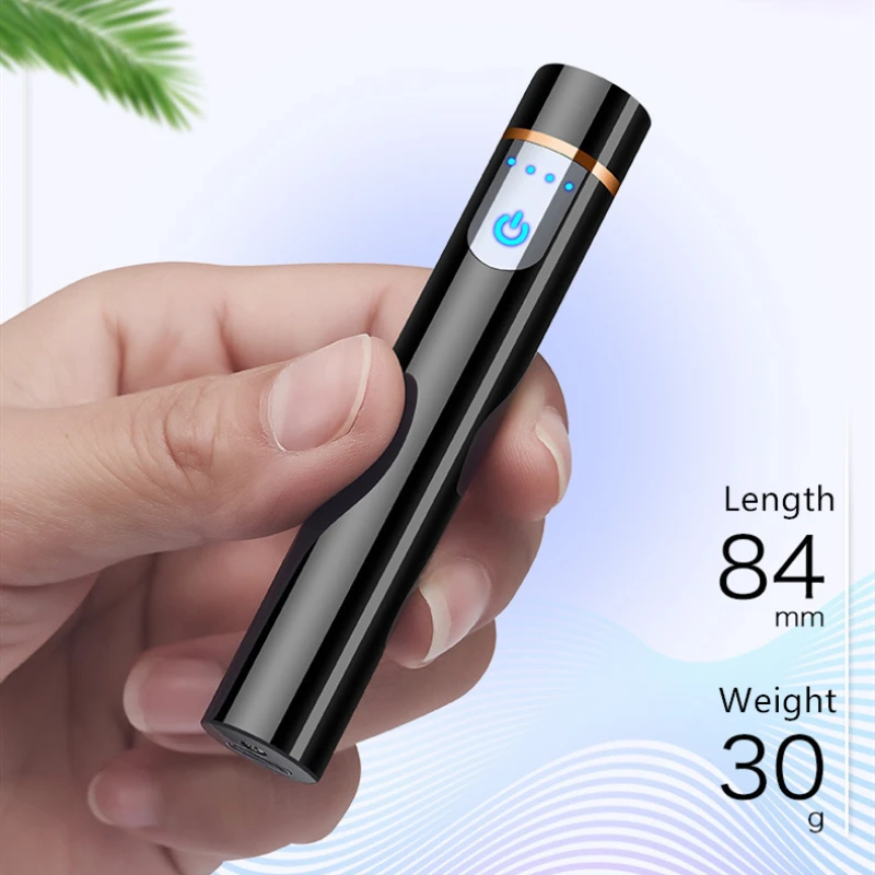 Мини портативный фокус металлический USB Электронная зажигалка светящаяся Кнопка беспламенная плазменная зажигалка ветрозащитный фонарь дуговая зажигалка