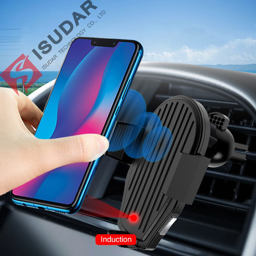ISUDAR Qi 10 Вт автомобильное беспроводное зарядное устройство для iPhone/samsung/HUAWEI mate