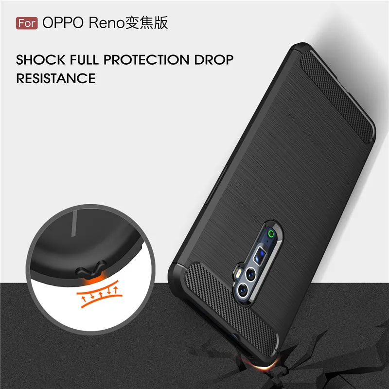 Чехол для телефона из углеродного волокна OPPO Reno 10X Zoom чехол мягкого ТПУ задняя