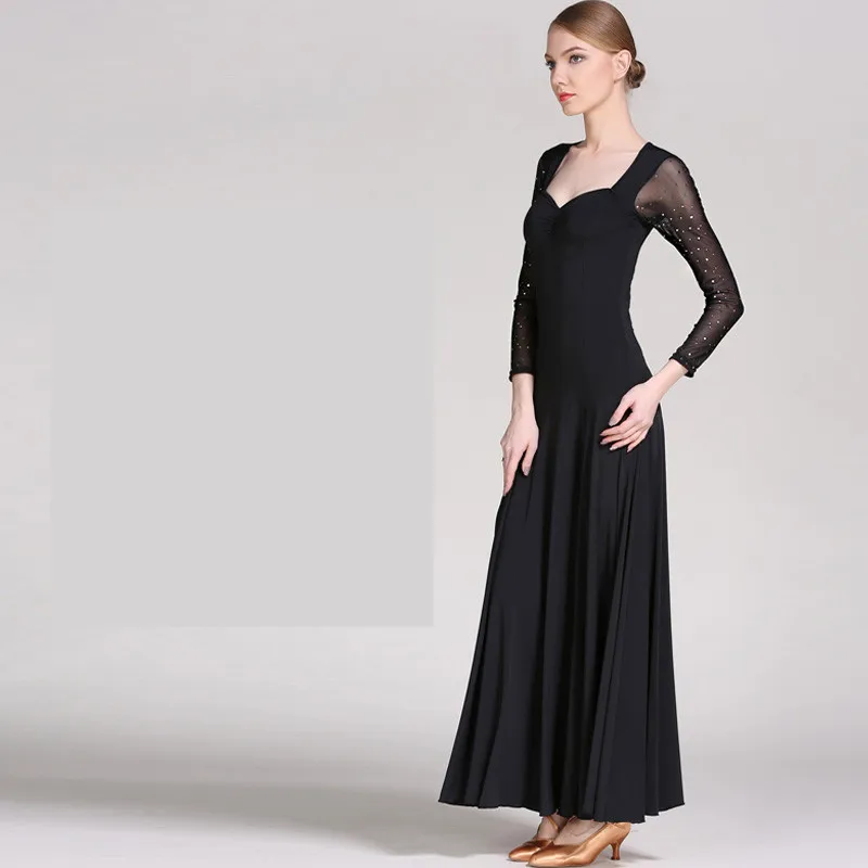 2018 Newest Luxury sexy lady Ballroom Dance Dress Jazz/Waltz/Tango long sleeves Standard 3 colors | Тематическая одежда и