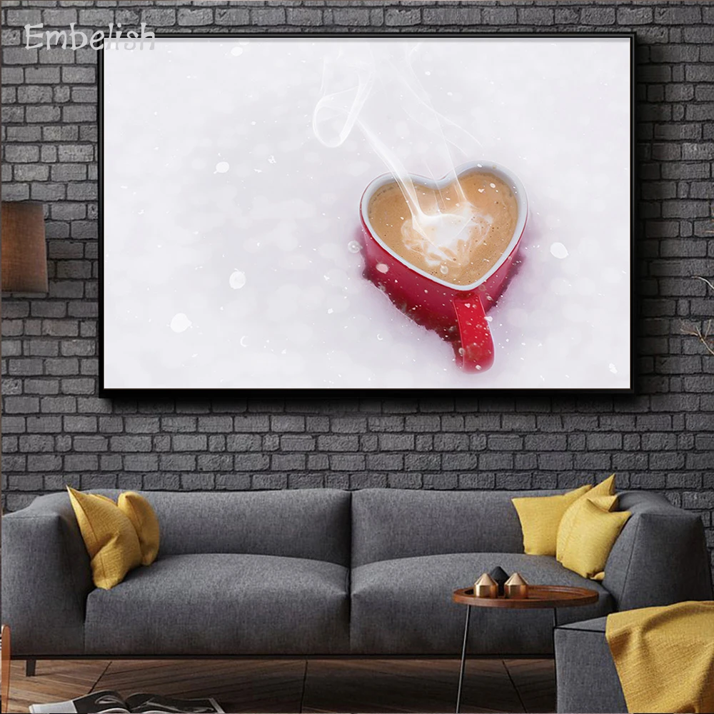 

Embelish 1 Pieces Hot Coffee And Coffee Cup Wall Art Posters For Kitchen Decor HD Print Canvas Paintings Living Room Pictures