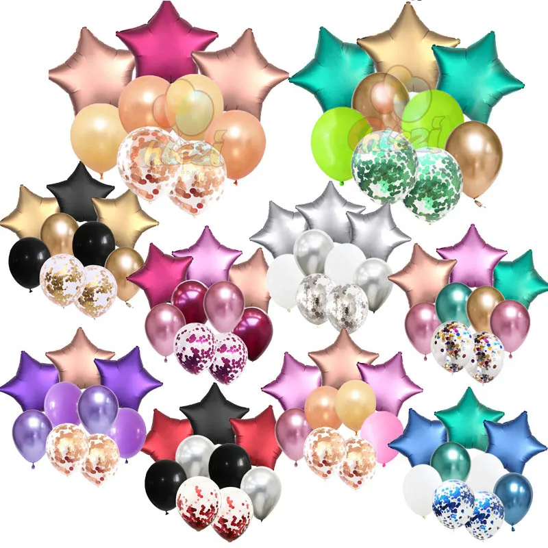 9 шт. 18 дюймовые воздушные шары из металлической фольги надувные с конфетти