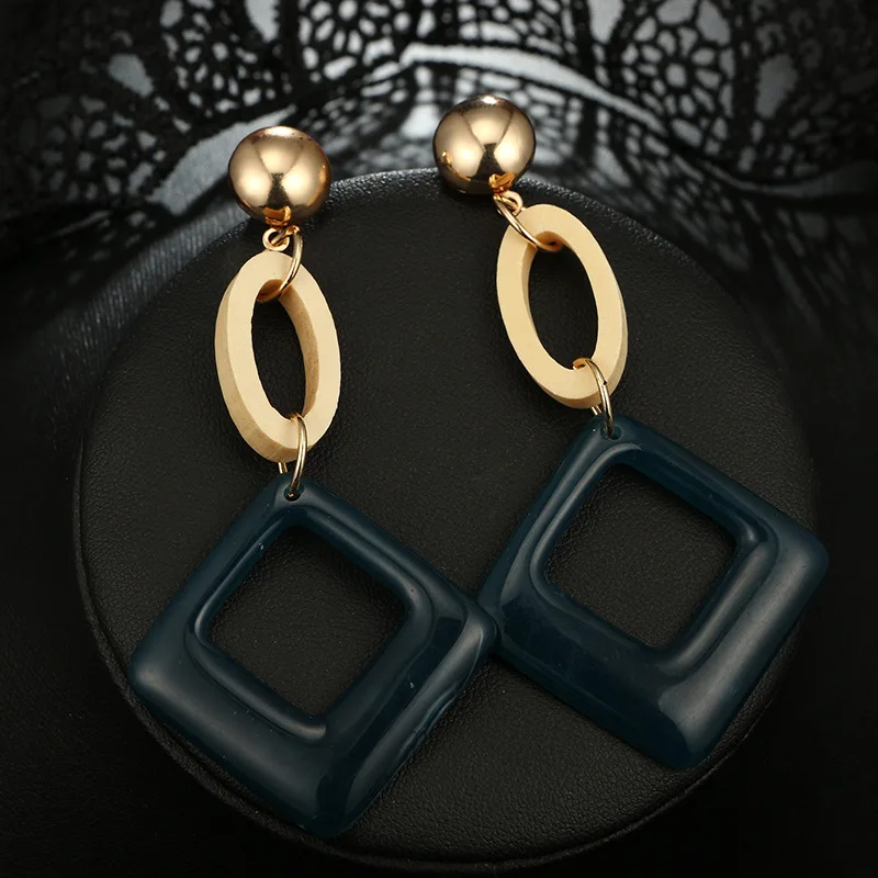 Exaggerated Geometric Square Drop Dangle Earring Bohemian Resin Acrylic Long Pendant Statement Earrings For Women Indian Jewelry | Украшения