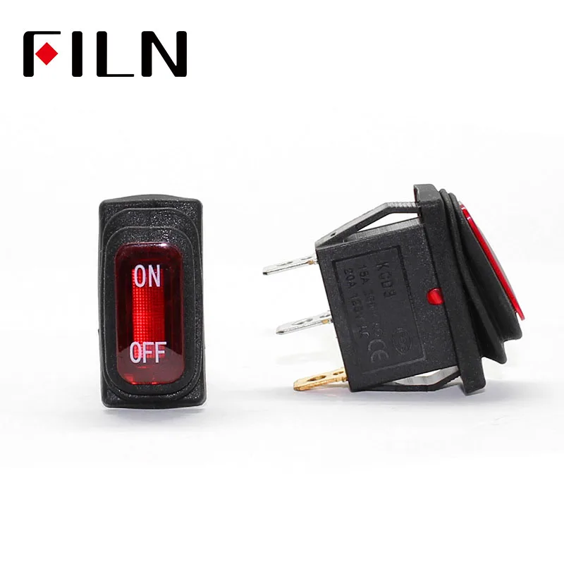 FILN KCD3 220V IP67 водонепроницаемый мини вкл/выкл тумблер 3 шпильки крышка автомобиля