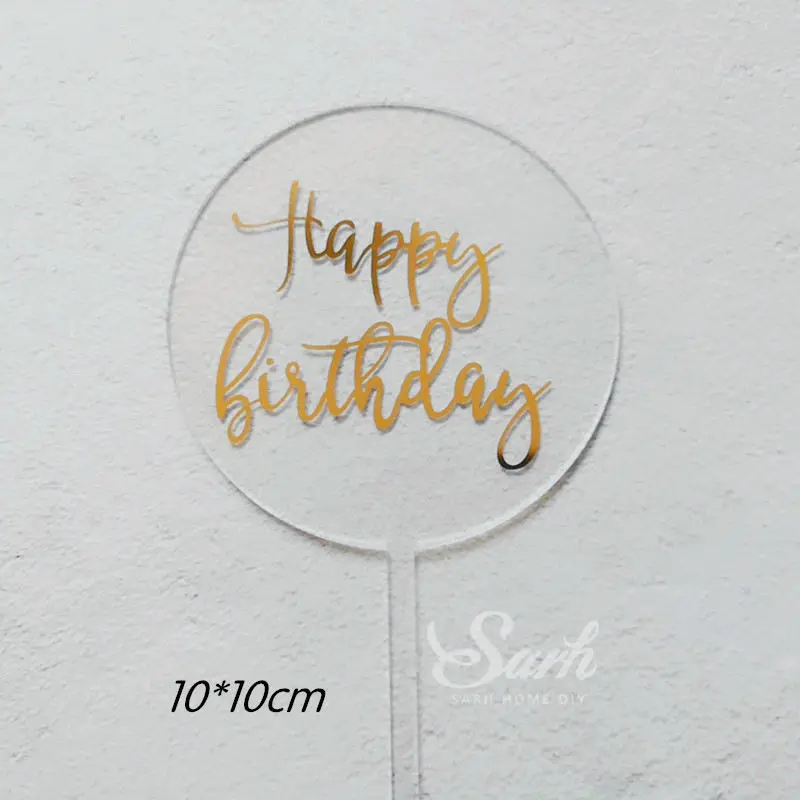 2pc round birthday Разноцветные счастливые топперы для торта на день рождения, розовые, фиолетовые, блестящие, для письма, украшения для рук, вечерние, милые подарки - Цвет: 2pc round birthday