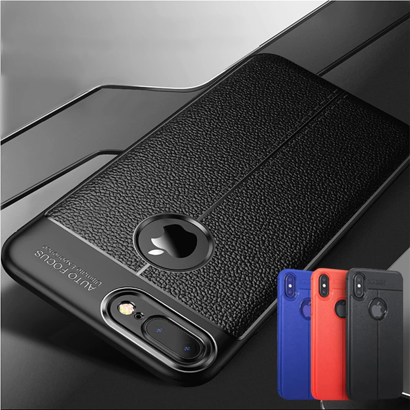 Luxury Litchi Leather Phone Cases For iPhone 6S 6 7 8 Plus XS Max Cover Skin Soft TPU Silicone Case XR X 5 5s Shell |