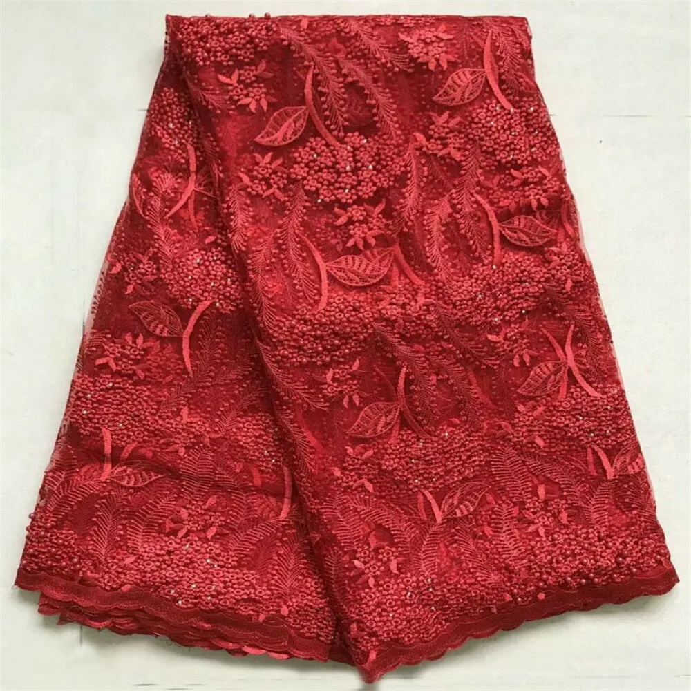 Hot Selling Burgundy Dress Beaded Embroidery Net Lace African French Fabric For Nigeria Party X674-1 | Дом и сад