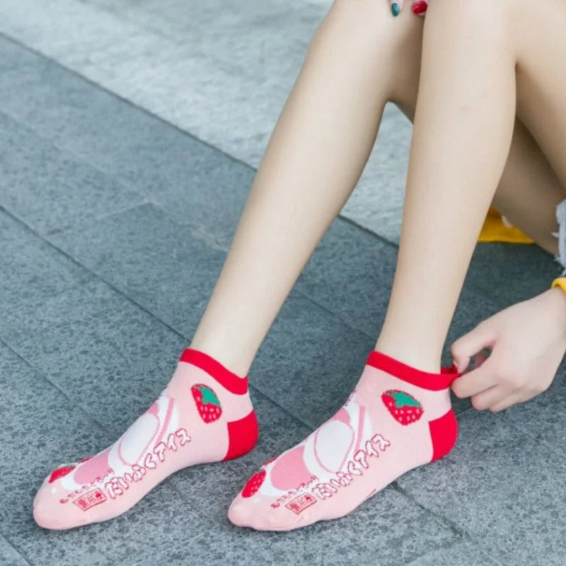 2 пары весенних асимметричных носков в стиле Харадзюку Kawaii Забавные милые