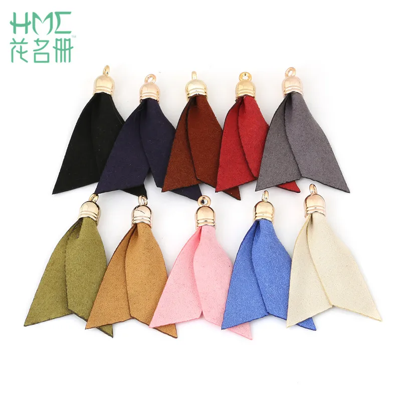 Fashion Suede Tassel 10-20pcs/lot 30x50mm Handmade Earring Keyring Jewelry Korean Velvet Fringe Pendant Craft Making  Дом и